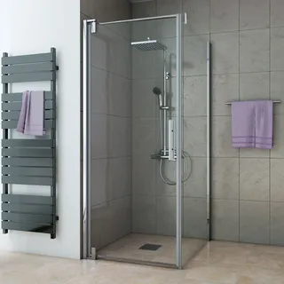 Breuer Drehtür links 90 x 200 cm silber/transparent Klarglas