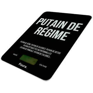 FISURA - Digitale Küchenwaage von Vichy. Original elektronische Waage 5kg/11lbsDigitalwaage Briefwaage mit Tara-Funktion. Glas und ABS. 15 x 22 cm. (Regime, schwarz)