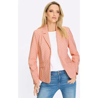 Jackenblazer HEINE "Druckblazer", Damen, Gr. 36, rosa (apricot, rosé, bedruckt), 88% Polyamid, 12% Elasthan, Blazer Jackenblazer