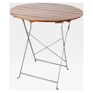 Runder Klapptisch aus Akazienholz und Stahl für den Garten Ø 80 cm