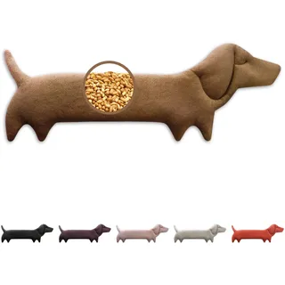 LESCHI Wärmekissen für Mikrowelle (52x20 cm), aus 100% Bio Baumwolle und Bio Weizen, Hund Braun, Körnerkissen, Nackenwärmer ideal als Wärmespender und zur Entspannung von Rücken Schulter Nacken Hals