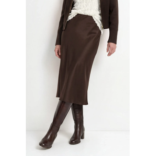 Satinrock RICHROYAL, Damen, Gr. M, braun (chocolate torte), Satin, Obermaterial: 96% Polyester, 4% Elasthan, unifarben, ca. Mitte Wade, Röcke Satinrock, in Midi-Länge, High Waist, Topseller