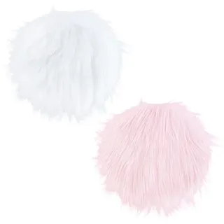 GORGECRAFT 2 Stück 2 Farben Kleiner Runder SchaffellTeppich Aus Kunstfell 30cm Rosa/Weiß Flauschiger Pelziger Spind Teppich Kissen Zum Fotografieren von Schmuckhintergründen