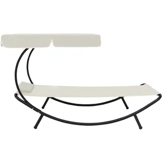 vidaXL Garten-Sonnenliege mit Sonnendach & Kissen Cremeweiß - Creme