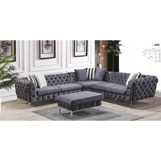 Hocker Blau Wohnzimmer Chesterfield Elegantes Mobel Design Italienischer Stil - Blau