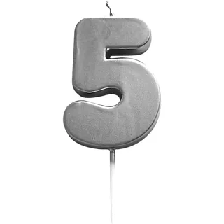 Ciao, Silber Zahlenkerze 5 (6 cm), 21455