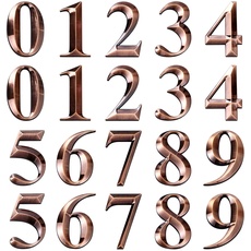 INCREWAY 3D-Adressnummern, 20 Stück, 5 cm, selbstklebende Hausnummern, Briefkasten-Nummern 0–9, für Wohnung, Zuhause, Büro (Antik-Bronze)