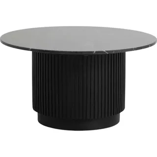 FURNLUX Couchtisch Erie Marmor Schwarz Und Schwarz 75cm / Hauptfarbe: Schwarz / Abmessungen: 75 x 75 x 41 cm - Schwarz