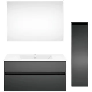 Puris Badezimmer , Grau, Dunkelgrau , Holzwerkstoff , 2 Schubladen , 122 cm , Goldenes M, Made in Germany , hängend , Badezimmer, Badmöbelsets & Badmöbelserien, Badmöbel-Sets