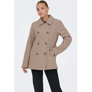 Kurzmantel ONLY "ONLBLAKE PEACOAT CC OTW", Damen, Gr. M, beige (mocha meringue detail:melange), Web, Obermaterial: 100% Polyester, meliert, hüftbedeckend, Mäntel Kurzmantel, Kunstfaser