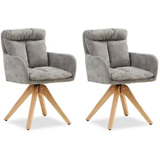 Homestyle4u 2er Set Polsterstühle drehbar Grau Esszimmerstühle Drehb