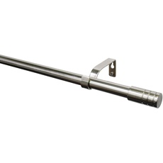 Bild Gardinenstangen Set 1-Lauf Zylinder edelstahl-optik, Metall, 190-340 cm 16/19 mm