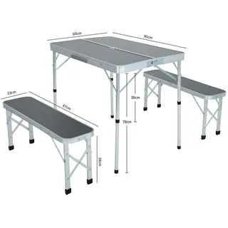 Akord Reise-Set Royaler Tisch + 2 Bänke Grau 87X23X38 - Dunkelgrau
