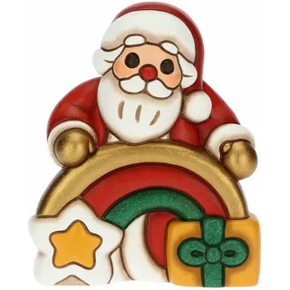 THUN - Weihnachtsmann mit Regenbogen aus Keramik, handdekoriert, Weihnachtswünsche, Weihnachtsdekoration, 8,7 x 6,1 x 10,5 cm h