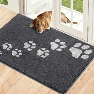 Timogift Schmutzfangmatte innen für Hunde, rutschfest, waschbar 90 x 150 cm | Dichter Flor nimmt Schmutz und Nässe von Hundepfoten auf; rutschfeste Gummirückseite, maschinenwaschbar und flach für Türen.