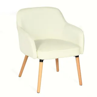 MEUBLE COSY Sessel Wohnzimmer Ohrensessel Relaxsessel Einzelsofa Bequem Lehnstühle Polstersessel Schlafzimmer mit Armlehnen Massivholzbeine, Chenille-Stoff, Beige