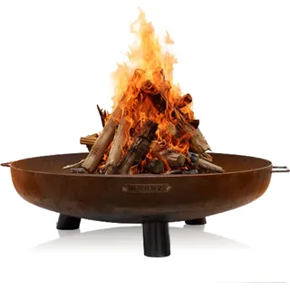 MOODZ Feuerschale 80 cm - Feuerschalen für den Garten - Feuerstelle Outdoor & Feuertonne - Feuerschale mit opt. Grillrost aus hochwertigem Cortenstahl - Feuerkorb für den Garten - 80x80x24cm