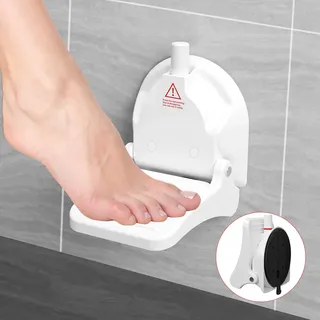 Duschfußstütze ohne Bohren Saugnapf, Showe Fußstütze für Rasieren der Beine, Wiederverwendbares Badezimmerpedal, Pediküre Fußstütze, Dusche Rasieren Beinunterstützung, Tragfähigkeit 130.6 kg, Weiß