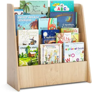 Costway Kinderregal 4 Tier 57,5 x 26,5 x 59 cm Holz natur beige