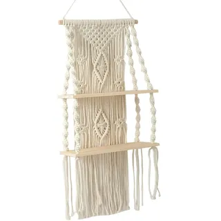 Qeunrtiy Handgefertigtes Quasten Makramee Wandregal, Boho Baumwollseil, Gewebter Wandteppich, PflanzenaufhäNger, Schwimmendes, Heimzimmerdekoration