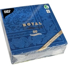 Bild von 50 Servietten "ROYAL Collection" 1/4-Falz 40 cm x 40 cm dunkelblau "Ornaments"
