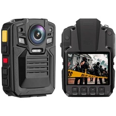 CAMMHD V8-32GB 1440P Body cam 36MP wasserdicht Loop-Aufnahme 2 Batterien mit 10 Stunden Bodycam Polizei mit tragbarer Audio- und Videoaufzeichnung, Nachtsicht-Polizeikörperkamera (MAX 2160P)