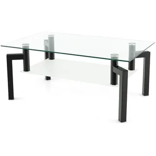 Costway Couchtisch, Glas 60x43x100 cm, Wohnzimmer, Wohnzimmertische, Couchtische