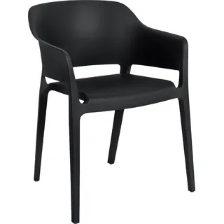 CLP Stapelstuhl Puebla aus Kunststoff, pflegeleicht inkl. Bodenschoner,schwarz - Schwarz