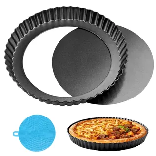 ztowoto Quicheform 20cm,Tarteform Mit Hebeboden,FöRmchen Abnehmbare Tartelette Basis,Sicherheit Tortenboden Backform,Obstkuchenform,Quiche Form,Tortenbodenform(20cm*1,Schwarz)