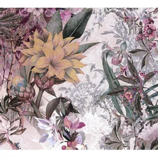 Vliestapete Blumenoptik Floral Matt glatt Lila Weiß FSC®