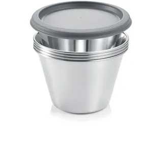 Tescoma GrandCHEF Professionelle Panna Cotta Form, Edelstahl, Set mit 4 Tassen mit Deckel