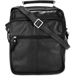 Umhängetasche SZUNA, Herren, Gr. B/H/T: 31cm x 28cm x 19cm onesize, schwarz, Leder, gemustert, Taschen Umhängetasche, echt Leder