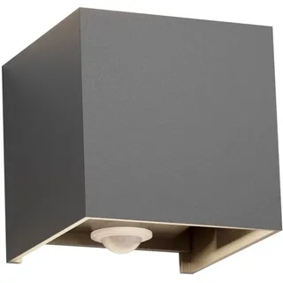 Klighten 12W Aussenlampe Außenwandleuchte mit Bewegungsmelder, Außenlampe mit bewegungsmelder Einstellbarer Lichtstrahl, Wandleuchte mit Bewegungsmelder Außen/Innen für Weg,IP65,2700K Dunkelgrau