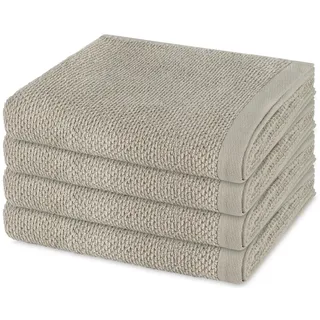 Möve Bliss 4er Set Handtücher 50x100 cm – Extra weiche Baumwolle mit Perlstruktur und Massageeffekt – Breiter Saum & Kordelaufhänger – Hautfreundlich, Strapazierfähig & Pflegeleicht (Silver Grey)