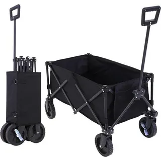 Opvouwbare Strandkar - compacte und robuste Strandwagen mit 360° drehbaren Rädern - 130 Liter/8 kg Fassungsvermögen - UV- und wasserbeständig - für Garten, Camping und Strand - schwarz - Schwarz