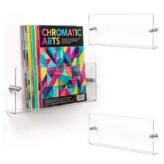 Relaxdays Zeitschriftenhalter Wand, Acryl, transparent | HBT: 14,5 x 48 x 5,5 cm, Wohnzimmer, Zeitungshalter