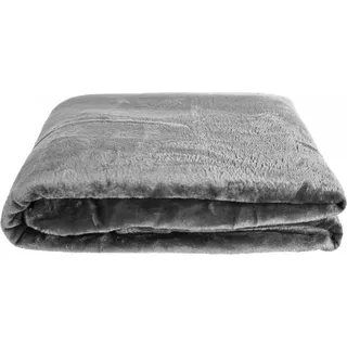 Kuschelige Decke 220x240 cm Fleecedecke Wohndecke aus Polyester Tagesdecke Anthrazit - Grau