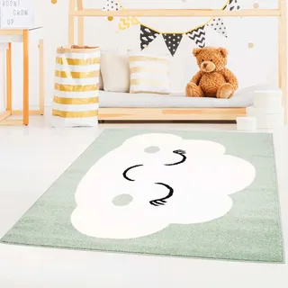 Kinderteppich CARPET CITY "Bubble Kids 1324" Gr. 4, grün, B:160cm H:11mm L:225cm, Kunstfaser, Teppiche, Kinderteppich, Spielteppich, Wolke, Weicher Flor, Pflegeleicht, Kinderzimmer