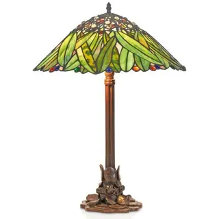 Casa Padrino Tiffany Tischleuchte Hockerleuchte Bananenblätter 40 cm ModX4b - Leuchte Lampe