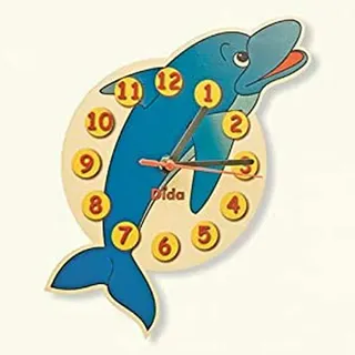 Dida - Wanduhr Delfin, Analoge Uhr Zum Aufhängen Für Das Kinderzimmer, Der Lustige Delfin Ist EIN Ideales Kleines Geschenk, Optimal Auch Im Kindergarten