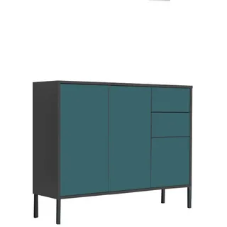 Mid.you Kommode , Anthrazit, Petrol , Holzwerkstoff , 1 Fächer , 2 Schubladen , 105.5x86x33 cm , Made in Germany , erweiterbar, stehend, in verschiedenen Größen erhältlich , Kleinmöbel, Kommoden, Kommoden