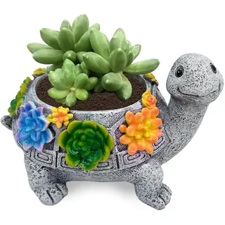 lifemet Gartendeko Schildkröte Sukkulenten Blumentopf Niedlichen Tierförmigen Blumentöpfe Dekoration Harz Kaktus Pflanze Töpfe für Home Office Schreibtisch Mini Ornament Blumentöpfe Balkon Deko
