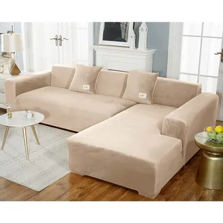 uyeoco Samt Sofabezug L-Form Couchbezug Weich 1 Stück Elastische Lounge-Sessel Sofahusse waschbare Katzen Hunden Möbelschutz (Color : E, Size : 190-230cm)