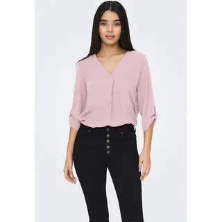 Shirtbluse JDY "JDYDIVYA LIFE 3/4 TOP WVN NOOS", Damen, Gr. 42, rosa (bleached mauve), Web, Obermaterial: 100% Polyester, unifarben, loose fit taillenbedeckt, V-Ausschnitt, Blusen Shirtbluse, Topseller