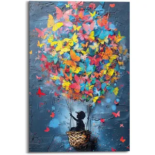 Deco-Panel REINDERS "Colourful Balloon", bunt (farbe bild(er): mehrfarbig), B:60cm H:90cm T:2cm, Bilder, Deco-Panel, Kinderzimmer - Heißluftballon - Schmetterlinge - Mehrfarbig - MDF