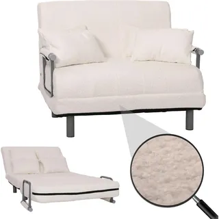 Schlafsessel HWC-K29, Klappsessel Schlafsofa Gästebett, Liegefläche 190x100cm, Stoff Bouclé (500g/m2) creme - Weiß