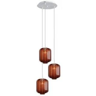 s.luce Galerieleuchte Velo 3-flammig Braun Ø 25 cm , Braun, Weiß , Glas , Zylindrisch , E27 , 25x27x25 cm , Lampen & Leuchten, Innenbeleuchtung, Hängeleuchten, Pendelleuchten