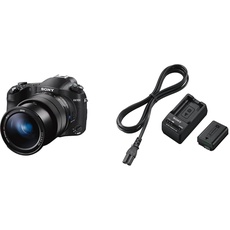 Sony DSC-RX10M4 Premium Bridge Kamera 24-600mm F2.4-4 Zeiss Objektiv, 24 Bilder/Sek, 0,03s Autofokus-Speed, schwarz & ACC-TRW Akku Zubehör Kit mit BCT-RW Ladegerät und NPFW50 W-Serie Li-Akku