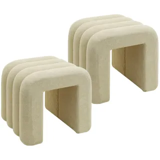Mobili Rebecca Pouf 2er Set Beige 38/40/40 cm , Textil , 40x40x38 cm , Wohnzimmer, Sessel, Hocker & Hockerbänke, Poufs