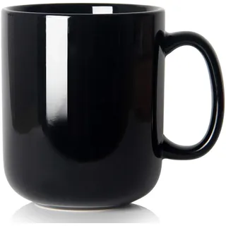 Smilatte 600ml große Tasse, M016 einfache Keramik Porzellan Kaffeetasse Becher Teetasse groß mit Griff für Papa Männer, Schwarz